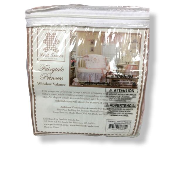 Petit Tresor Princess Window Valance Pink Gray Damask NEW In Package - Picture 2 of 2